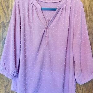 Pink 3/4 Sleeve Relaxed Blouse